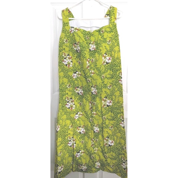 Vtg Sunbabies Hawaiian Lime Green Floral Hibiscus Sleeveless Dress Sz S/M READ - Picture 3 of 9